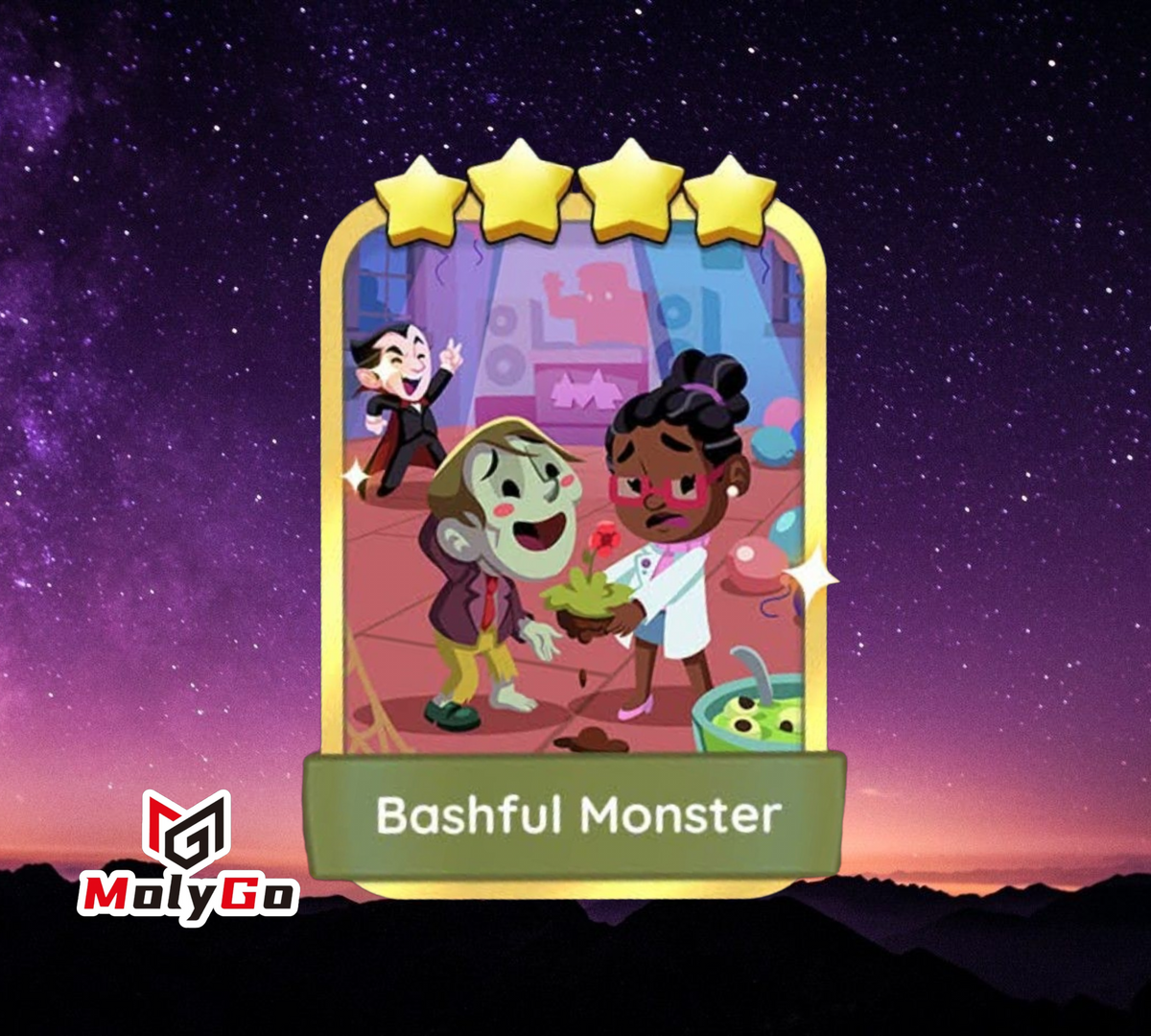 Bashful Monster - Set 13-9 - Monopoly Go 4 Star Gold Sticker